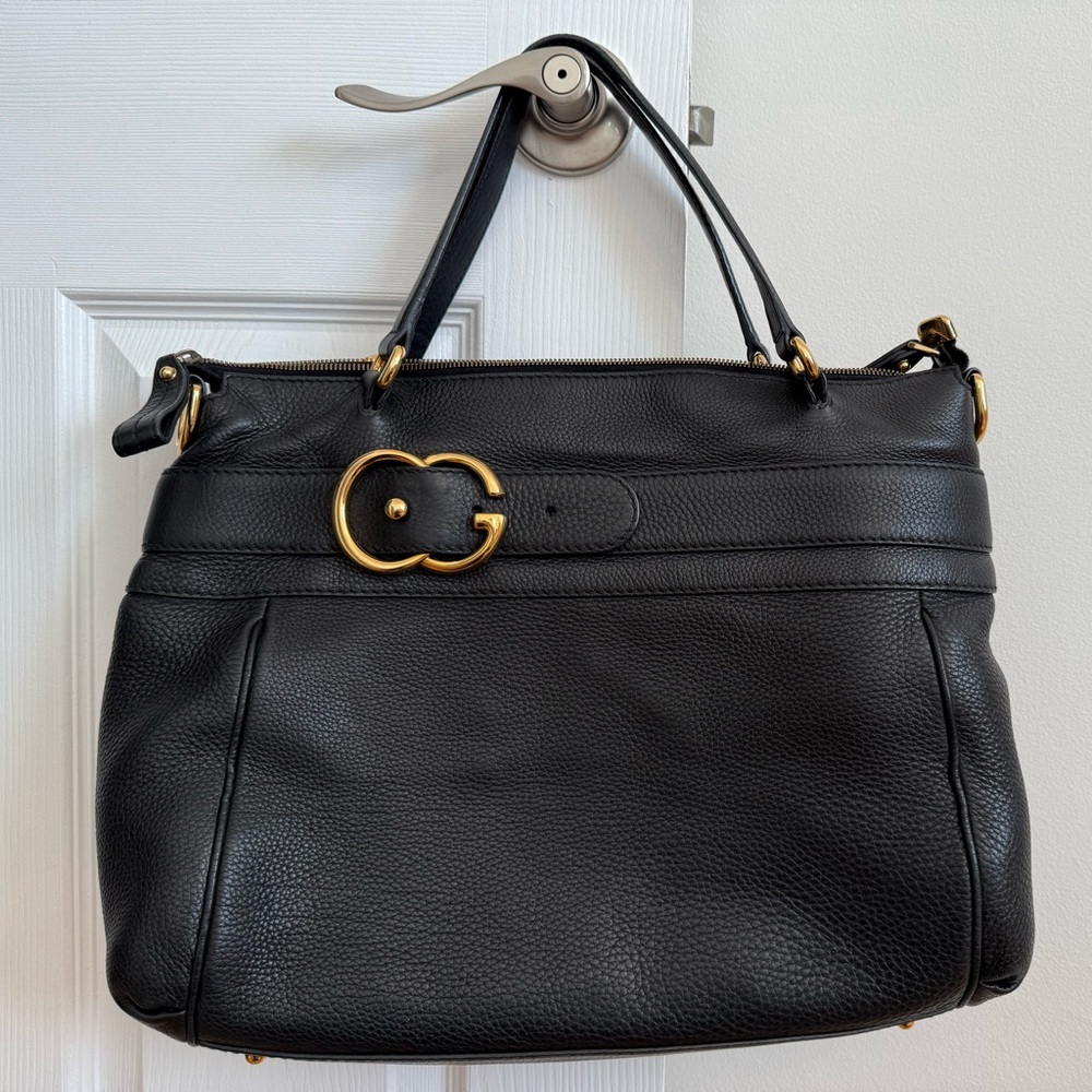 Gucci GG Ride Tote Bag Black Leather